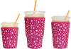 3 Pack Reusable Iced Coffee Sleeves -  Insulator Sleeve for Cold Beverages, Neoprene Cup Holder for Starbucks Coffee, Dunkin Coffee, More (Pink Paw)